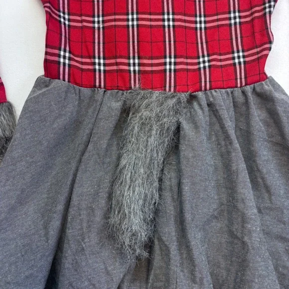 Spirit Wolf Plaid Hooded Dress Costume‎ Faux Fur Trim Faux Fur Trim Size Large - Picture 9 of 9